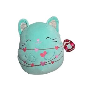 Squishmallows 12" Charisma Mint Cat w/ Hearts KellyToy Plush Stuffed Animal New